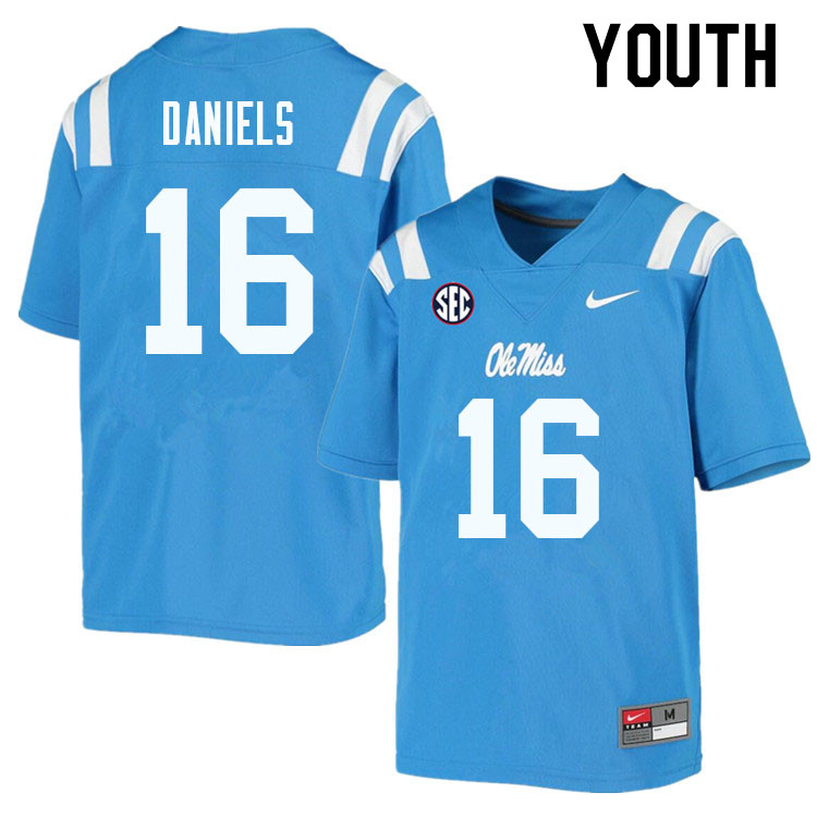 MJ Daniels Ole Miss Rebels NCAA Youth Powder Blue #16 Stitched Limited College Football Jersey NDF5058XW